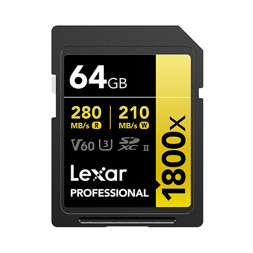 Lexar Professional 1800x 64GB SDXC UHS-II Card GOLD Series