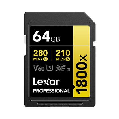 Lexar Professional 1800x 64GB SDXC UHS-II Card GOLD Series
