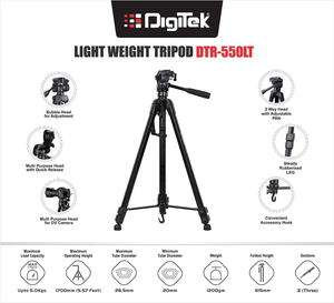 Digitek DTR-550LT 65 Inch 5.57 Feet Tall Lightweight Aluminium Tripod