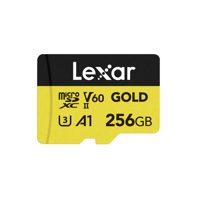 Lexar Professional 256GB Gold microSDXC, U3, UHS-II, A1, V60, Memory Card