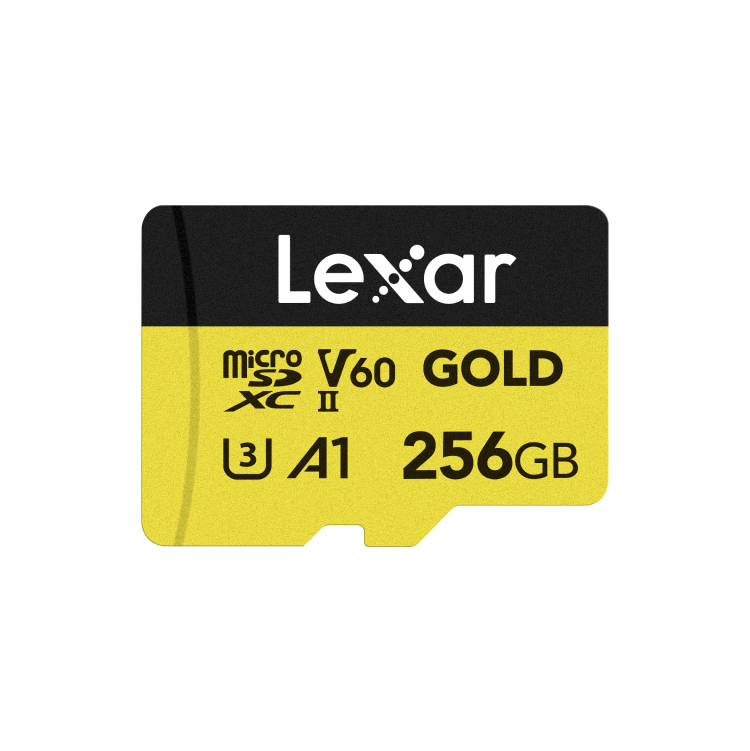 Lexar Professional 256GB Gold microSDXC, U3, UHS-II, A1, V60, Memory Card