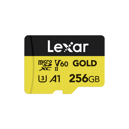 Lexar Professional 256GB Gold microSDXC, U3, UHS-II, A1, V60, Memory Card