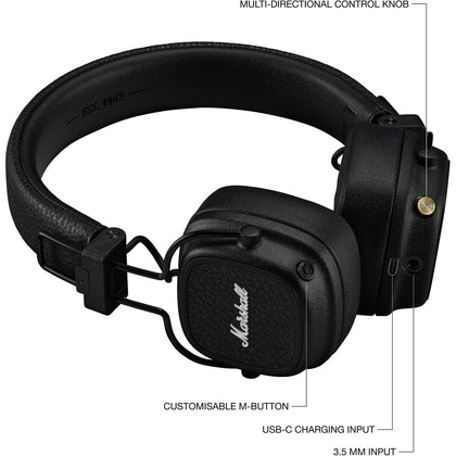 Marshall Major V On-Ear Wireless Bluetooth Headphones (Black)