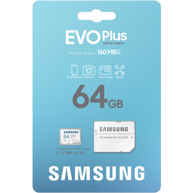 Samsung EVO Plus 64GB microSDXC A2 V30 4K UHD UHS-I Memory Card